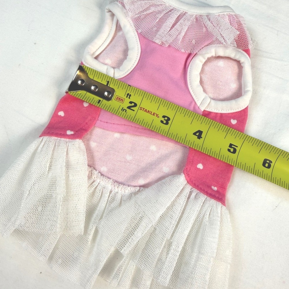 Boutique Pet Dress XS Pink White Heart Tutu Ruffle Sleeveless Dog Cat NWT - Picture 5 of 5